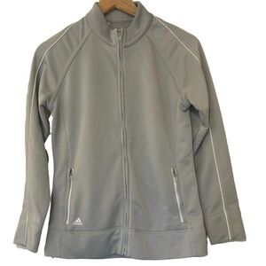 Adidas Women's Climalite Grey Full-Zip Contrast Piping Golf Jacket  -Small